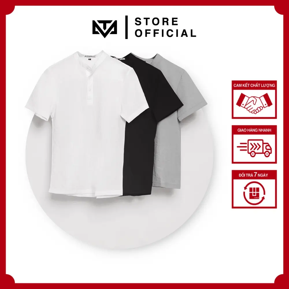 Áo đũi ngắn tay cổ trụ thoáng mát dễ chịu Thời Trang TOPMEN Menswear Sơ Mi