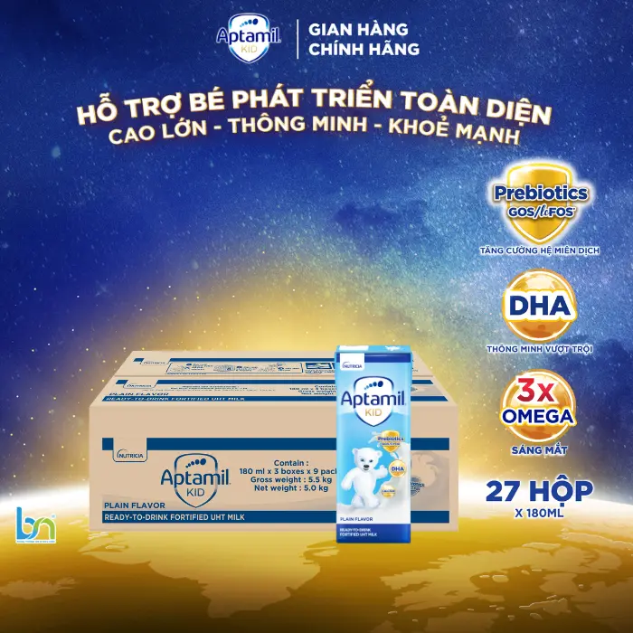 Thùng Sữa Dinh Dưỡng Aptamil pha sẵn Aptamil Gold 180ml, Aptamil Kid 180ml, Aptamil Kid 110ml cho bé 2