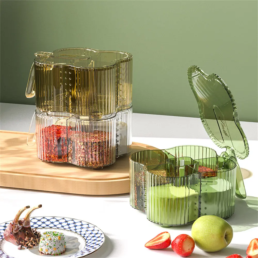 Hộp Gia Vị Nhà Bếp, Gia Dụng, Nhiều Ngăn Để Đặt Muối, Bột Ngọt, Chai Và Lọ Gia Vị Cao Cấp Tích Hợp Nhiều Ngăn, Chống Ẩm, Hộp Gia Vị