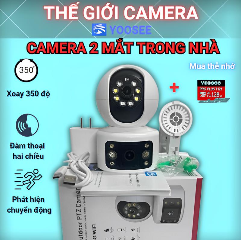 ( Mẫu mới về ) CAMERA YOOSEE 2 MẮT U19T TRONG NHÀ - 2 MẮT XEM 2 KHUNG HÌNH CÙNG LÚC - ĐÀM THOẠI 2 CHIỀU - BÁO ĐỘNG CHỐNG TRỘM - HÌNH ẢNH RÕ NÉT Đèn