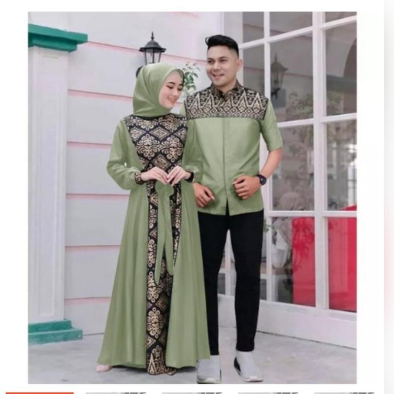 Product Introduction of COUPLE IRWANSYAH DI JAMIN REAL PIC/COD YA KK/BAJU PASANGAN KOMBY BATIK GOLD ADA 3 SIZE UKURAN M,L,XL Gamis Muslim Keluarga Dress Panjang Kondangan Lebaran 4