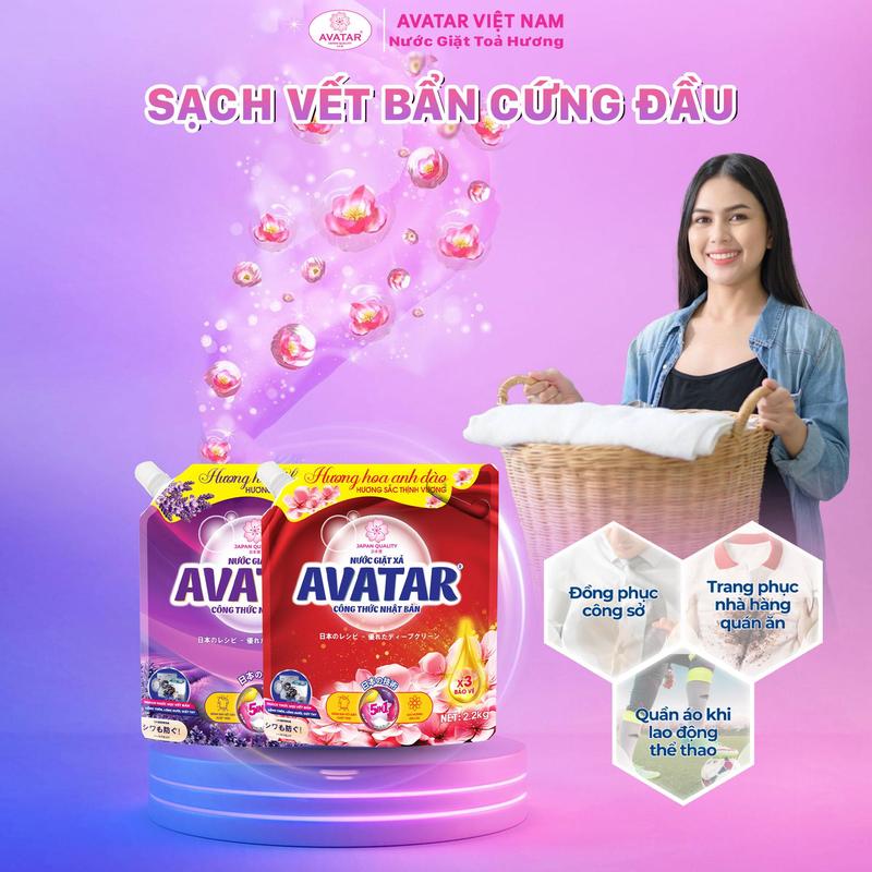 Product Introduction of (MUA 1 TẶNG 1) Nước giặt xả Avatar 5 in 1 hương lavender làm sạch sâu, lưu hương dài lâu, dịu nhẹ cho làn da Làm Sạch 2kg2/túi nước  giặt 4