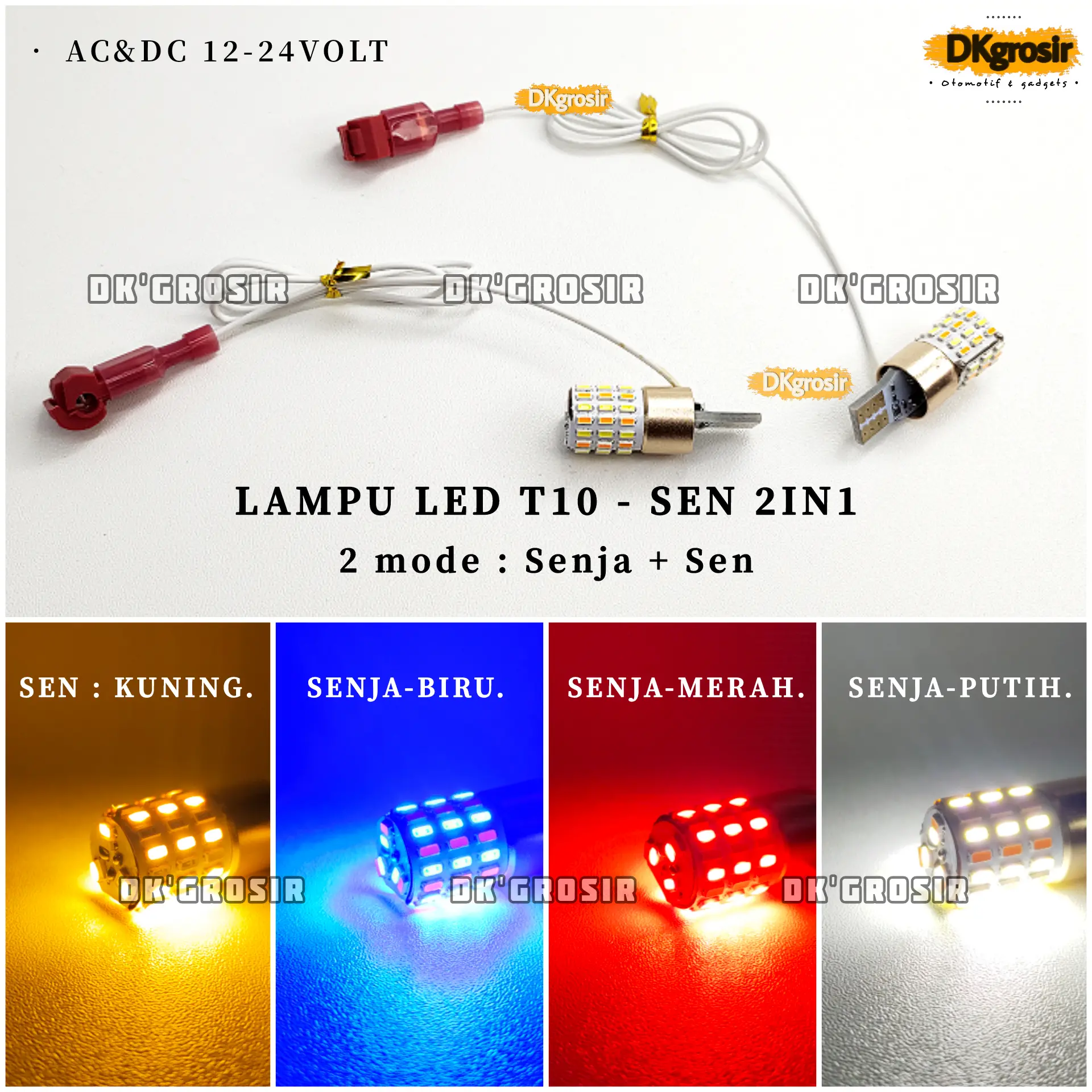2Pc - Superbright - Lampu Led sen 2in1 54 titik - Lampu T10 2 Mode sein dan senja Motor Nmax Aerok Pcx Adv - Mode diam