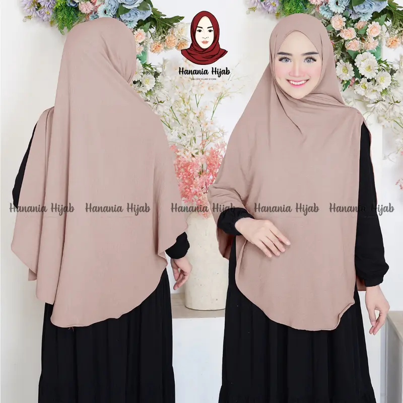 Pashmina Humaira Oval Jumbo Syar'i 200x120 Crinkle Airflow Premium By Hanania Hijab Kerudung Syari Panjang Muslim Basic Hitam Empat 2