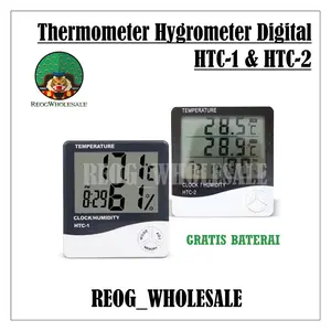 HTC-1 HTC-2 Thermometer Hygrometer Digital Higrometer Termometer Ruangan Clock Temperature Humidity