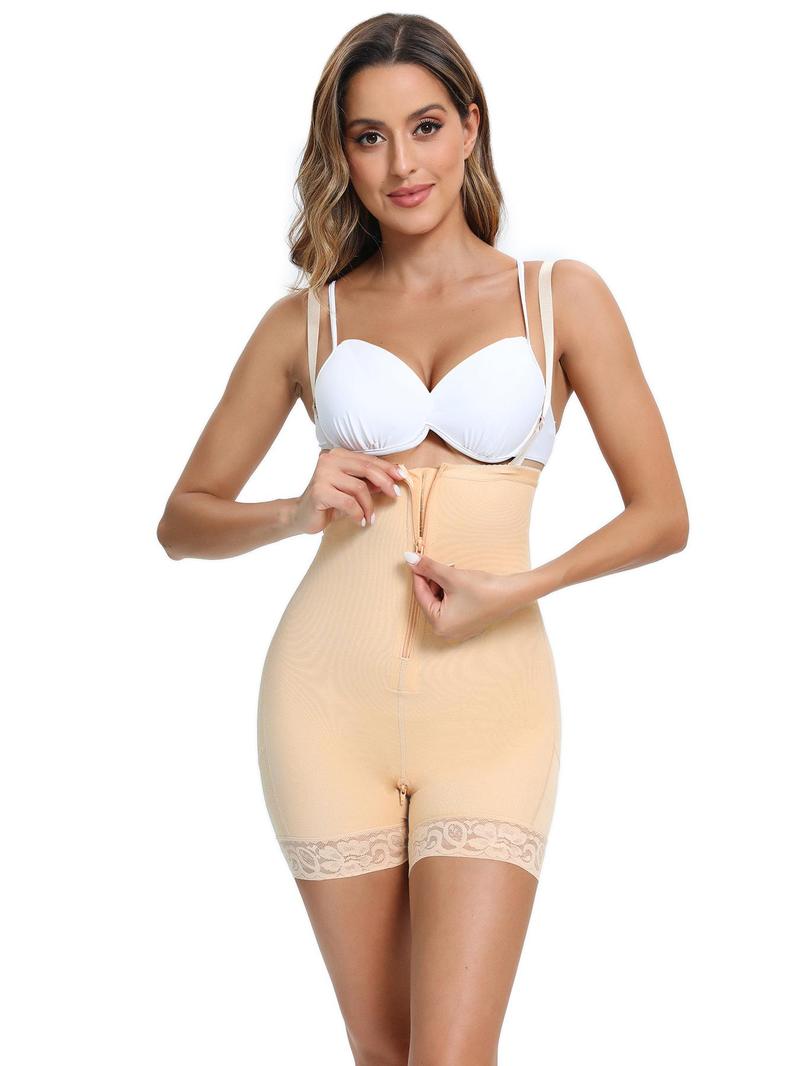 Product Introduction of Women's Solid Zipper Fly Hook & Eye Closure Shapewear Romper, Tummy Control Butt Lifting Shaper, High Stretch Shapewear for Daily Wear, Waistband 4