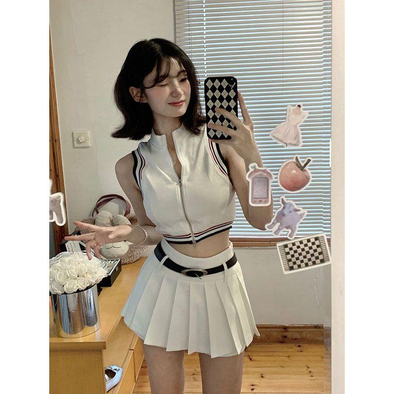 Bộ Đồ Thể Thao Thường Ngày Hàng Mới Về Mùa Hè, Bộ Hai Mảnh, Áo Ngắn Và Bộ Đồ Ngắn Cho Nữ, Cỡ Nhỏ, Dễ Thương Và Gợi Cảm, Thích Hợp Cho Các Hoạt Động Thể Thao, Bộ Sưu Tập Cô Gái Nóng Bỏng, 2024 3