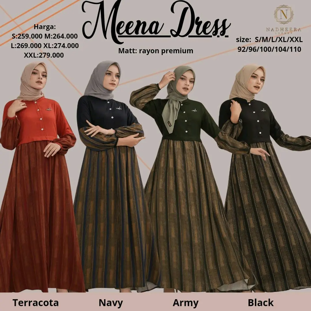 MEENA DRESS BY NADHEERA LUXURY ORI GAMIS NADHEERA BUSANA MUSLIMAH GAMIS WANITA