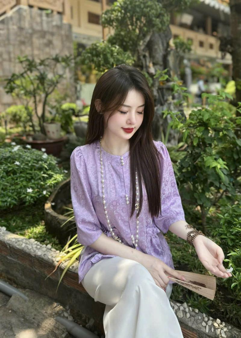 Product Introduction of Tịnh Tâm 13- Set Lụa Gấm Tô Châu Lụa Gấm Cao Cấp Cổ Tròn Túi Tiền Đính Ngọc Siêu Xinh Phù Hợp Đi Lễ Chùa Kem Áo Women Top 28