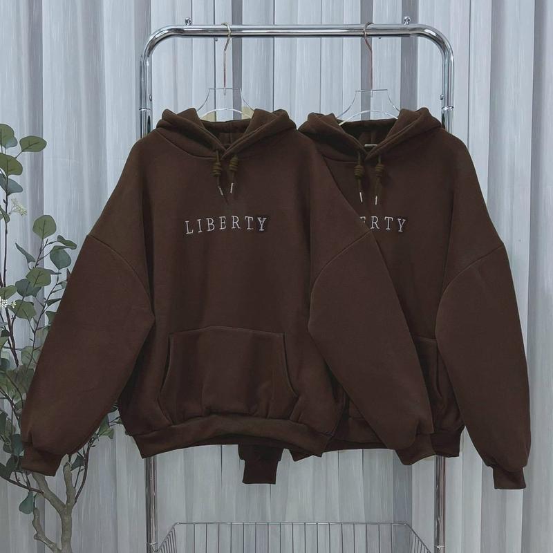  HOODIE NỈ DỆT THƯỜNG CHỮ THÊU LIBETY 