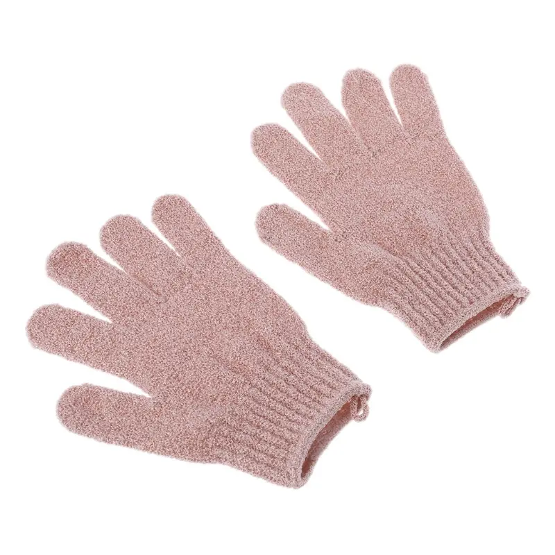 2Pcs Shower Bath Gloves Exfoliating Loofah Body Scrubber Wash Skin Spa Massage
