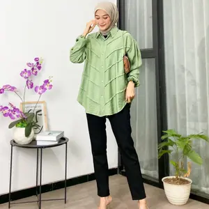 KEMEJA POLO LINEN ILZY - KEMEJA CEWEK - KEMEJA PEREMPUAN - BLOUSE PEREMPUAN - BLOUSE CEWEK