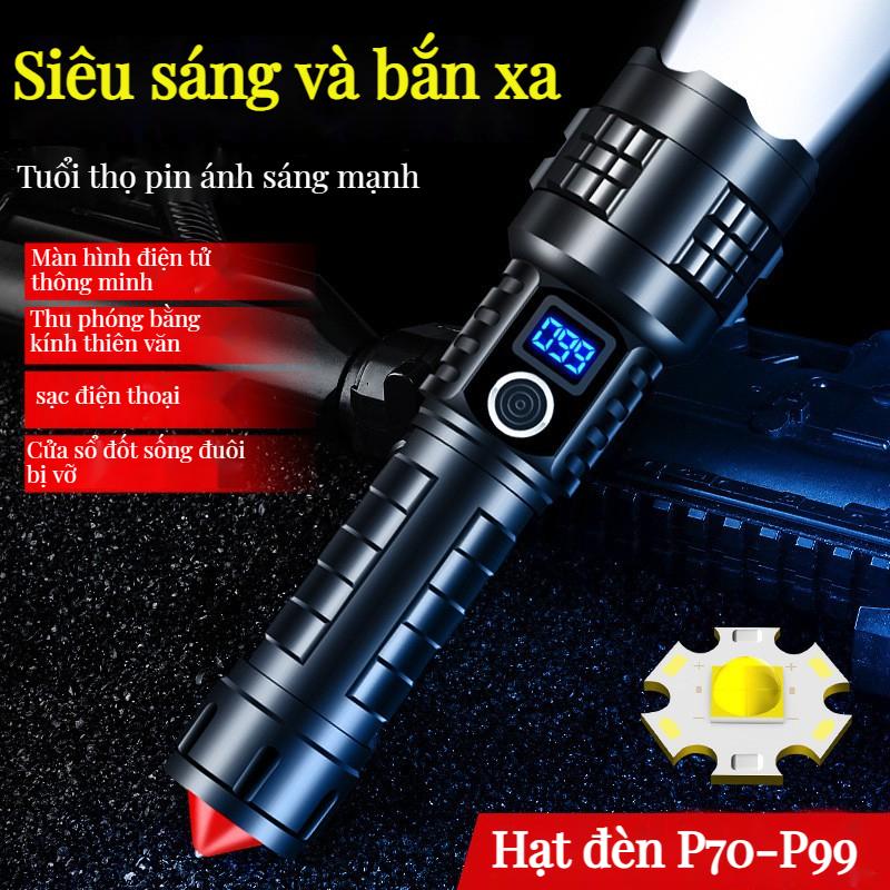 (Giao hàng địa phương)Ánh sáng mạnh P90led Đèn pin sạc Màn hình điện cho gia đình Ngoài trời siêu sáng Đèn pin di động đa chức năng đènpin tháidươngnăng xiaomi nextool xhp502