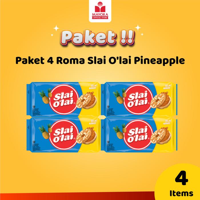 Gambar Paket 4 Roma Slai O'lai Pineapple 192 Gram - Paket4-SlaiOlaiPineapple192gr dari Mayora Kota Administrasi Jakarta Barat Tokopedia