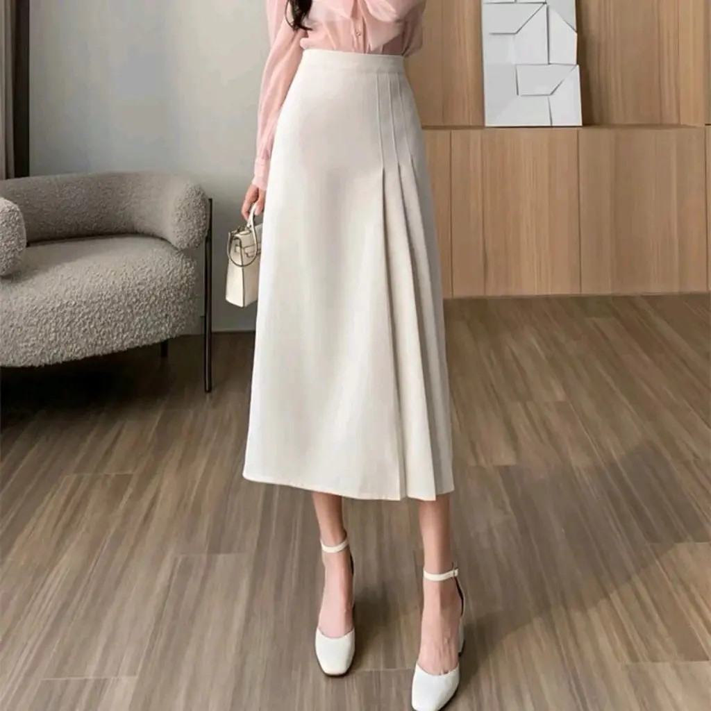 Chân Váy Chữ A xếp ly 3 Ly dài 75cm thời trang công sở