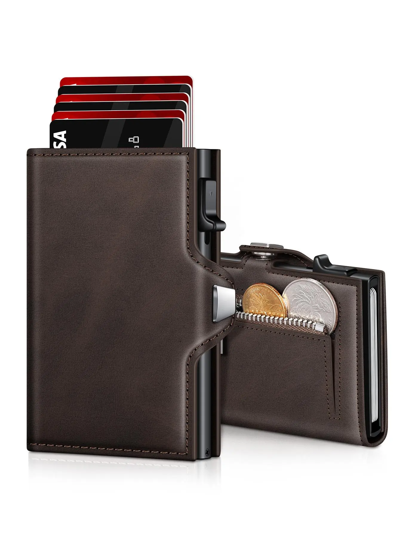 Men's Minimalist RFID Design Card Holder, Slim Card Wallet with Money Clip, Casual Trendy Versatile High-quality Daily Wallet
