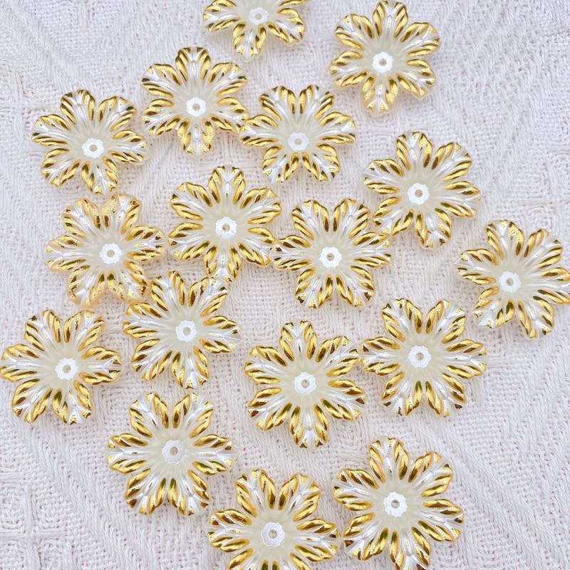 Hoa 6 cánh 32mm màu trắng ánh vàng 100gr làm hoa phụ kiện handmade S0050 Diy