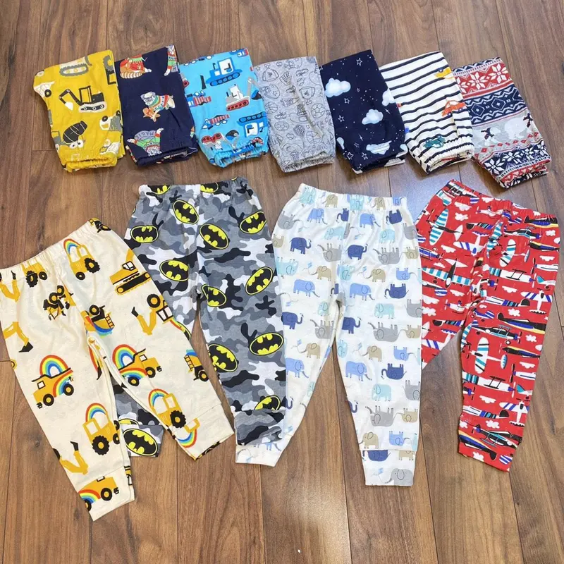 Set 10 Quần Dài Thun Cotton Cho Bé Nhiều Họa Tiết Dễ Thương Vải Mềm Mát Co Giãn Thoải Mái Chống Muỗi 0