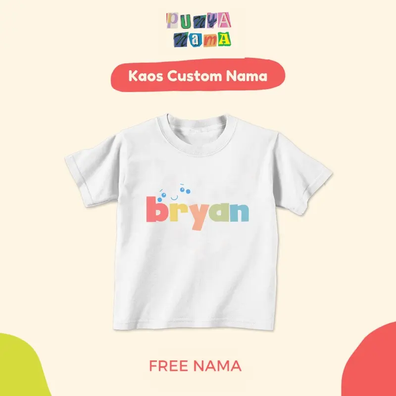 Baju Kaos Custom Nama Rainbow Name Untuk Bayi, Anak,, Dewasa, Big Size Combed Cotton 1