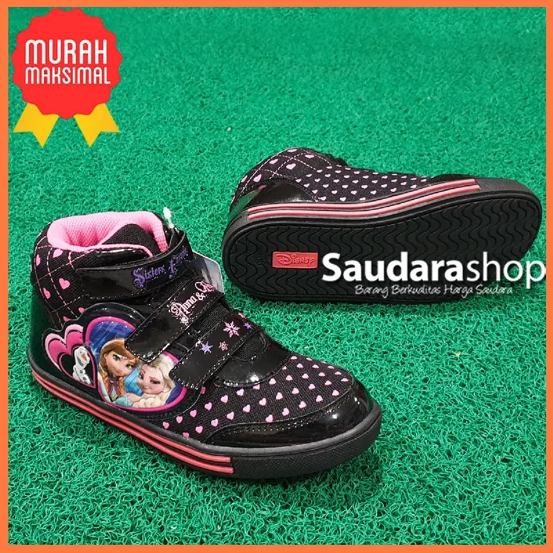 Sepatu Anak LOVELY FROZEN Black Fushia / Sepatu Frozen Anak Hitam Boot 3
