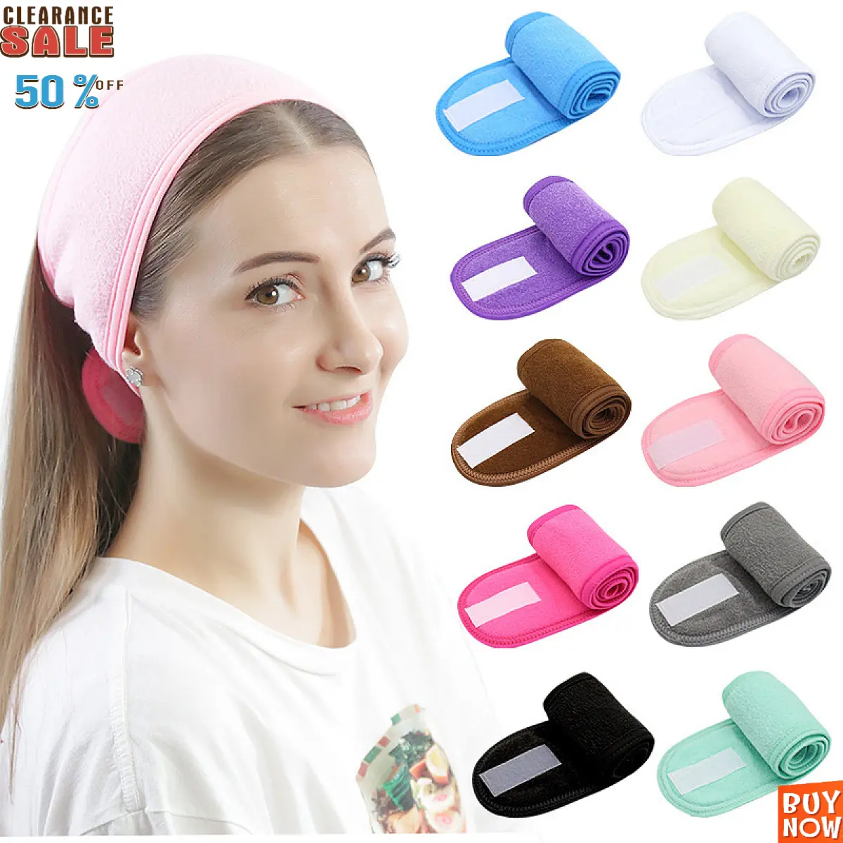 2025 Ready Stock Headband Face Washing Hair Band Magic Tape Hair Binding Adhesive Makeup Double Layer Face Mask Hair Accessory New Style Design Sense Light Luxury Men