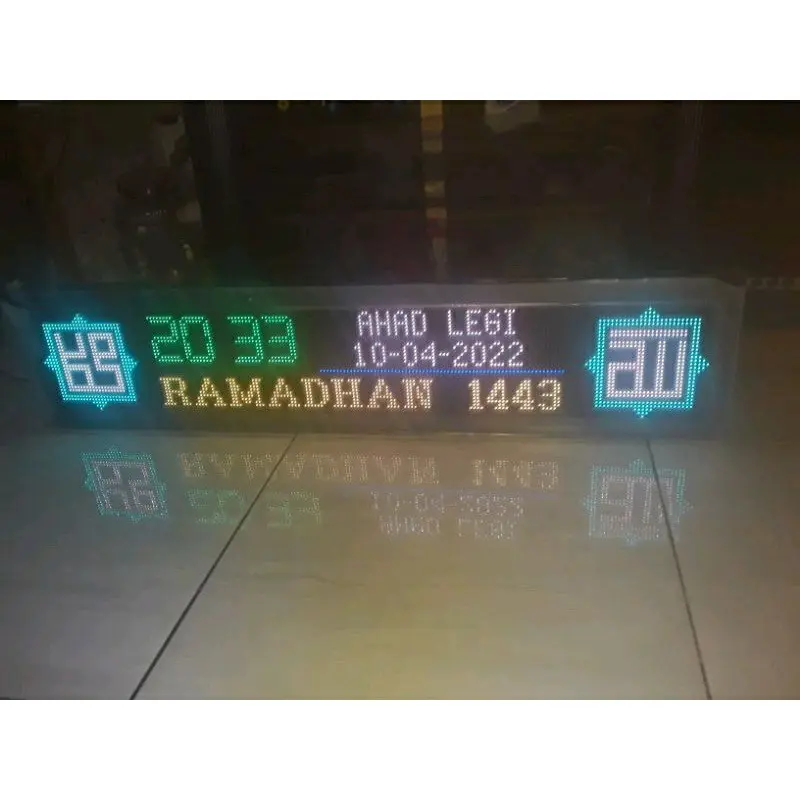jam digital masjid rgb jadwal sholat digital otomatis p5 ukuran 100x20 cm