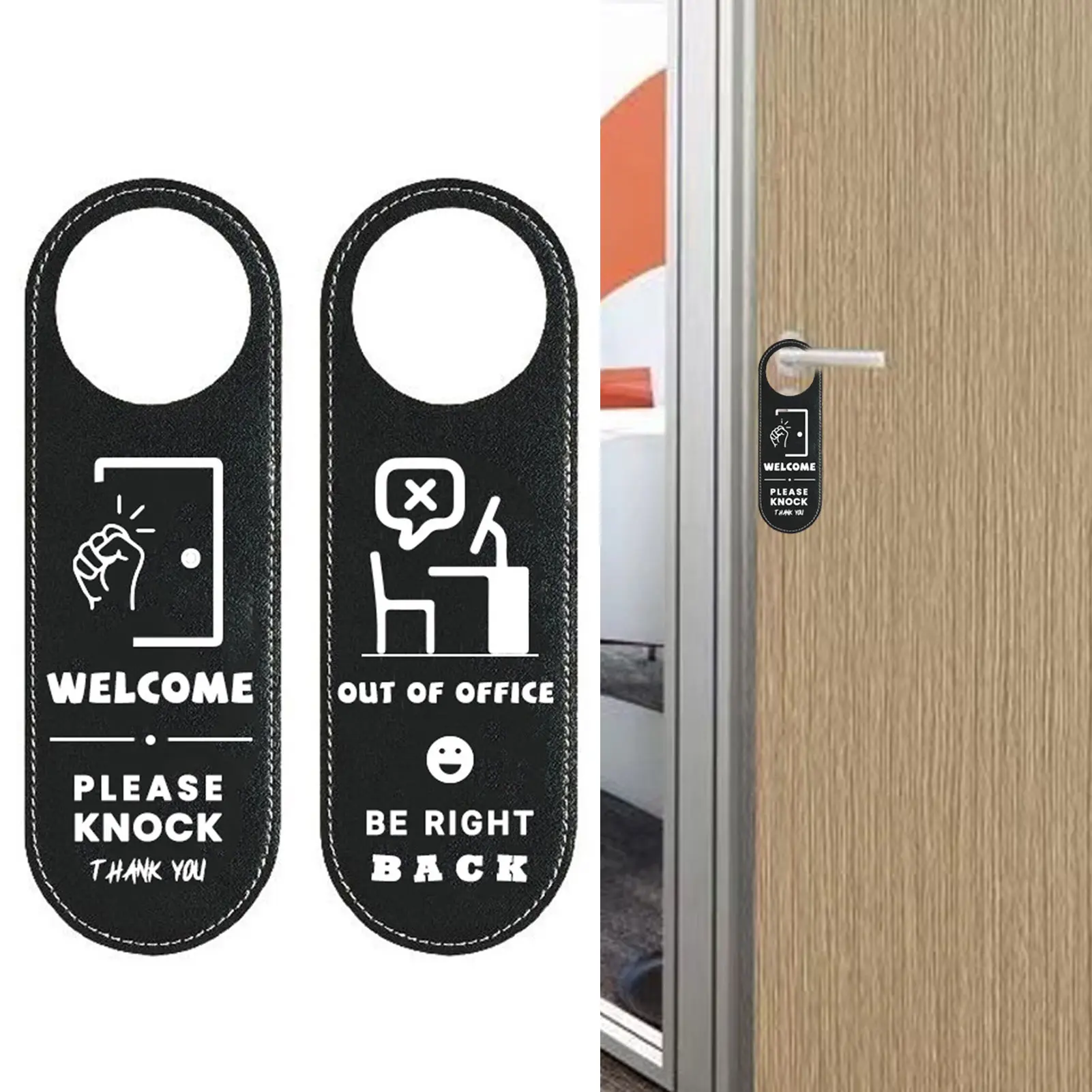 Door Sign Durable Double Sided Design Please Knock And Out Of Office Printing Reminder Sign for Home Office