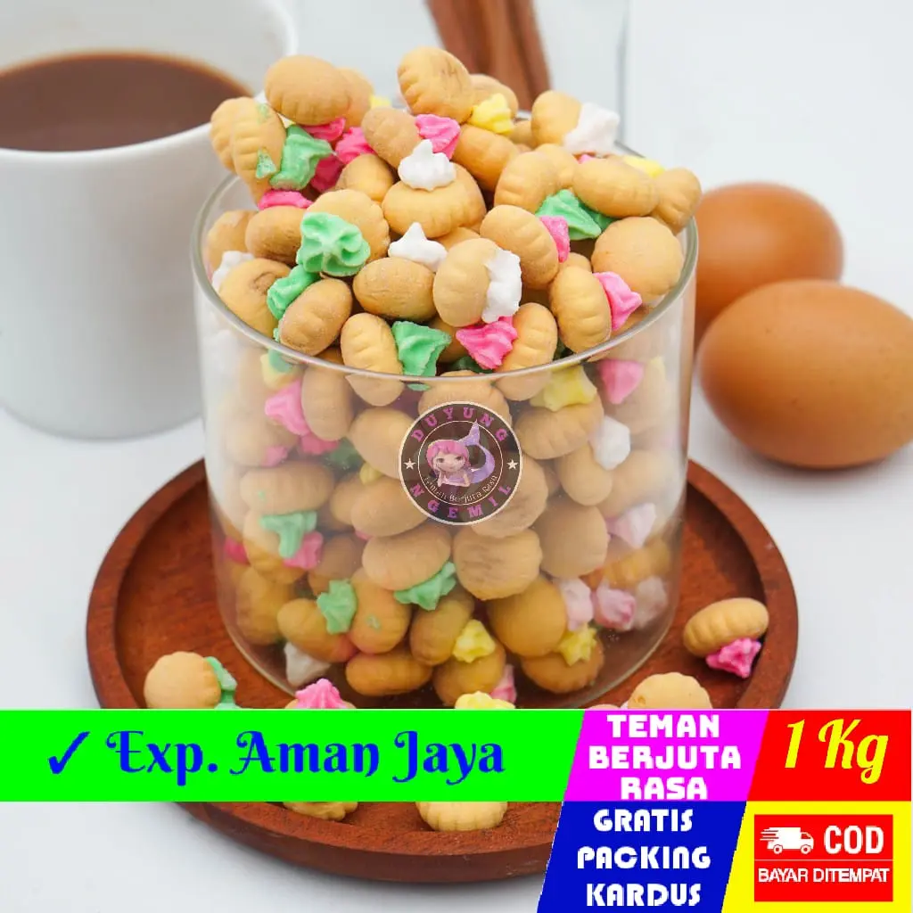 [1Kg] Gemrose Kue Monas / Gembrose Ciput Kancing / Biskuit Toping Pelangi | Duyung Ngemil - makanan ringan snack kiloan jajanan jadul camilan termurah jajanan murah cemilan sehat