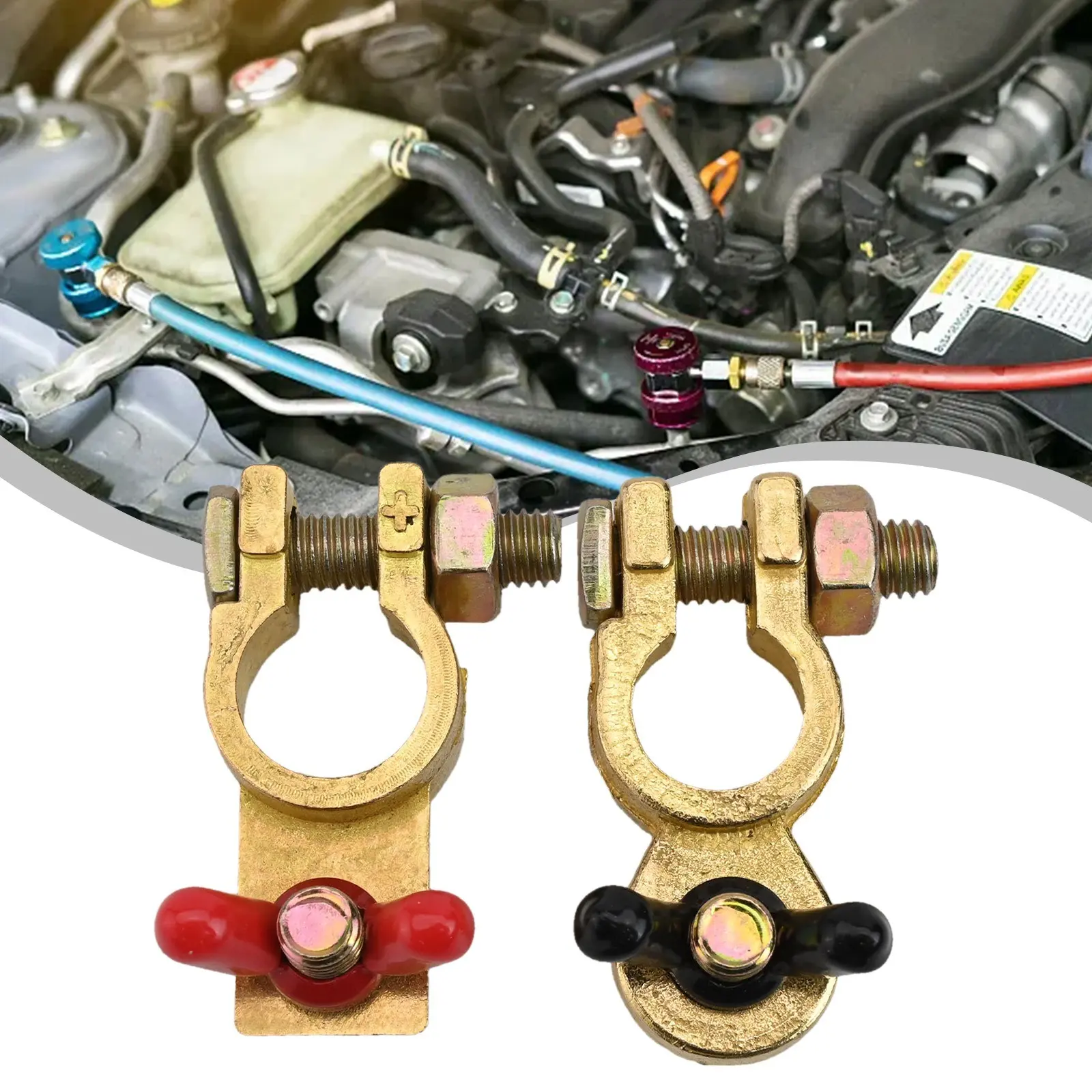 2PCS Car Battery Terminal Connector Top Post Positive Negative Heavy Duty