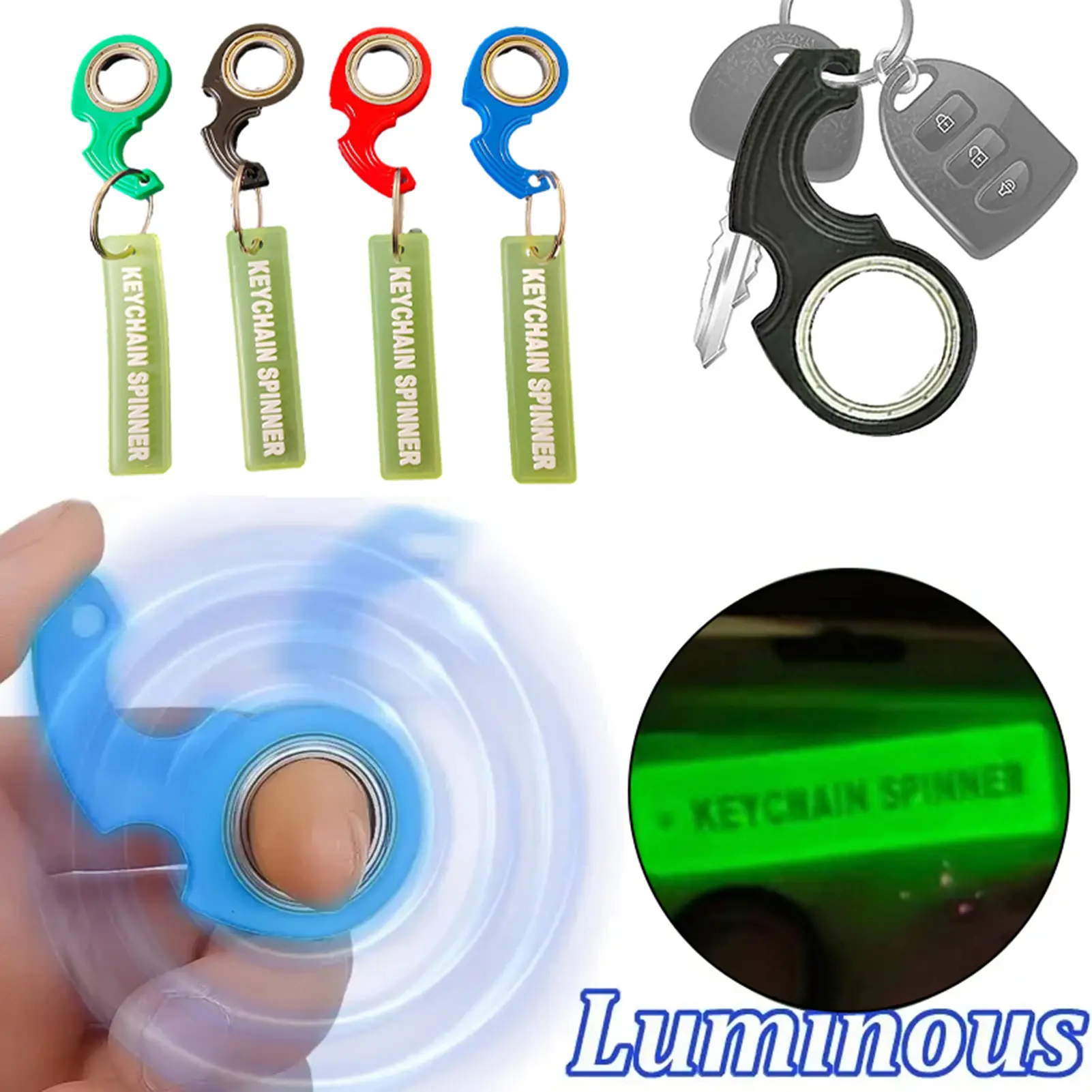 Fingertip Rotating Keyring Metal Gadget Anti Stress Toy Keychain Spinner Fidget Toy Stress Relief & Anti-Anxiety Sensory Toys for Teens Adults