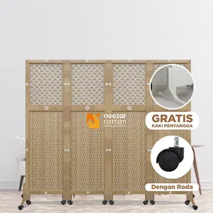 READY STOCK - 4 Pintu Sketsel Rotan No.09 Pembatas penyekat Partisi Ruangan Kantor Mushola