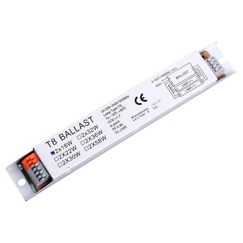 Caralin T8 Electronic Ballast – 2x18/30/58W Compact Fluorescent Ballast, Flicker-Free & Silent, For Desk Lights & Office Fixtures, White