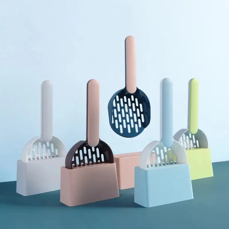 Cat Litter Scoop Plastic Cat Litter Shovel With Base Self Cleaning Cat Litter Box Shovel Kitten Toilet Clean Tools Cat Supplies