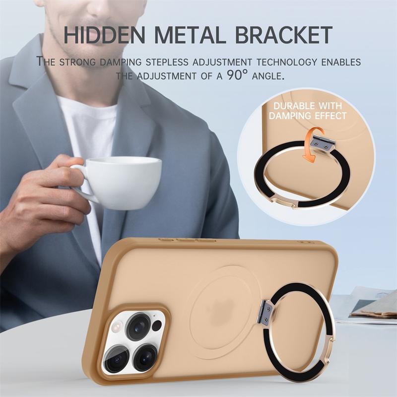 Product Introduction of Shockproof Magnetic Kickstand Matte Case For iPhone 16 15 14 Plus 13 12 Pro Max Case With Holder Stand Cover for Magsafe 2
