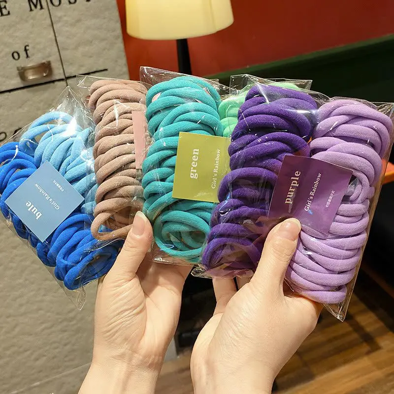 Set Ikatan Rambut Anjal, 50pcs, Aksesori Rambut Perempuan, Ikat Kepala Nilon Berwarna-warni, Sesuai untuk Kanak-kanak, Scrunchie, Hebat sebagai Hadiah