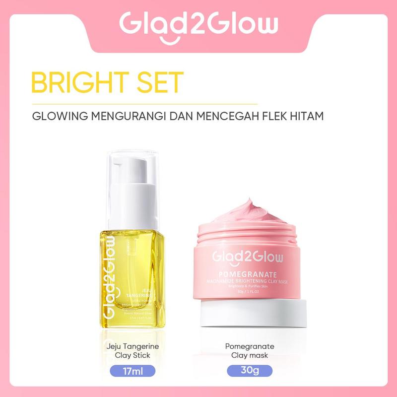Glad2Glow 2in1 Clay mask+Serum- Glowing Anti-Acne Barrier Dark spot Bright VitaC Kit - Serum clay mask Blueberry Ceramide Centella Acid Berjerawat Memudarkan Mencerahkan Pencerah Wajah Dark Extract Niacinamide Melembutkan Exfoliating Hitam 5