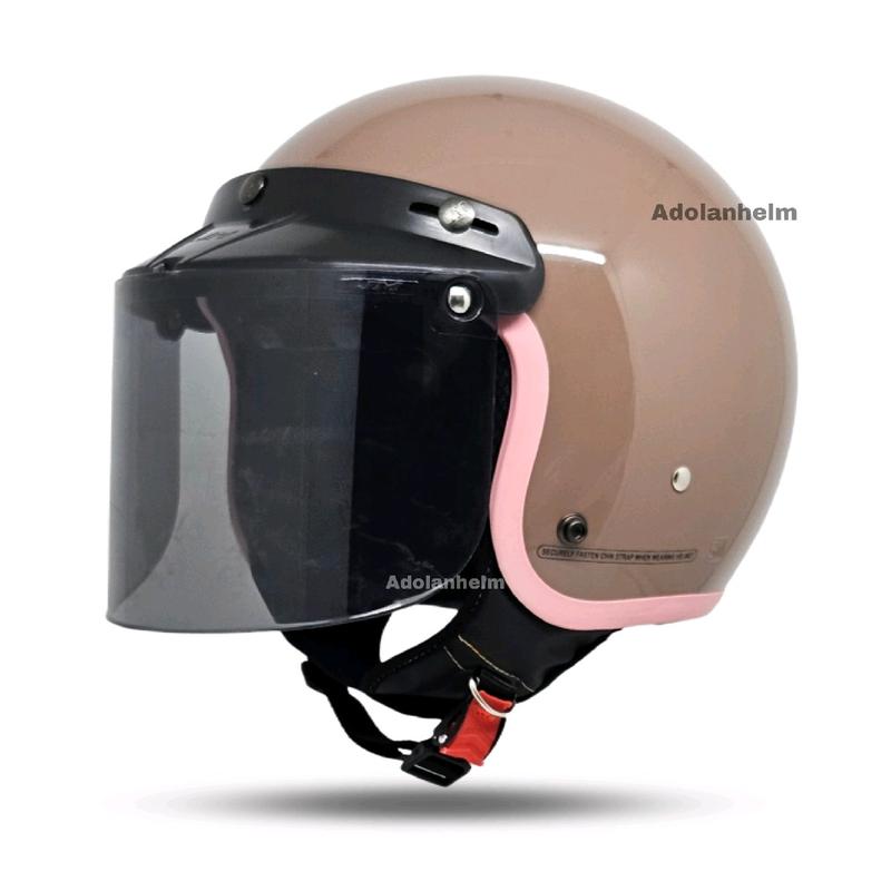 Helm Bogo Hijab Wanita List Pink Helm YRH Full Leher Flat Visor Motorcyle SNI Motorcycle 2
