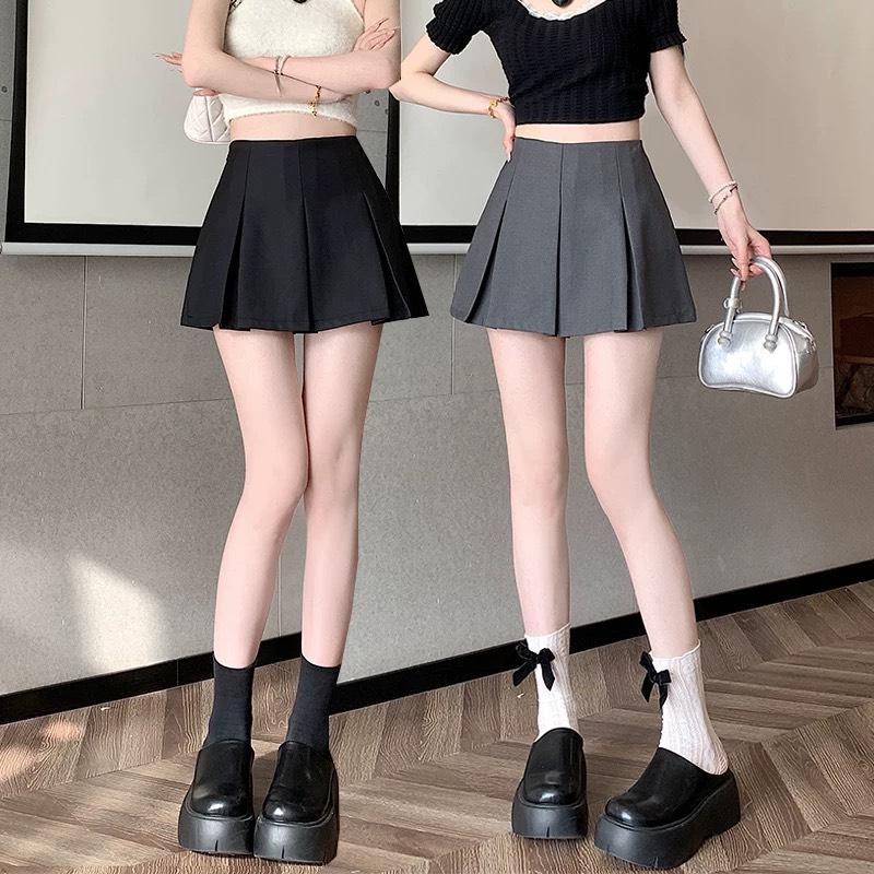 Chân váy Tennis cạp cao bản to khóa sườn nữ có quần lót trong dáng chân váy xếp ly ngắn Hàn Quốc mặc công sở biển đi học