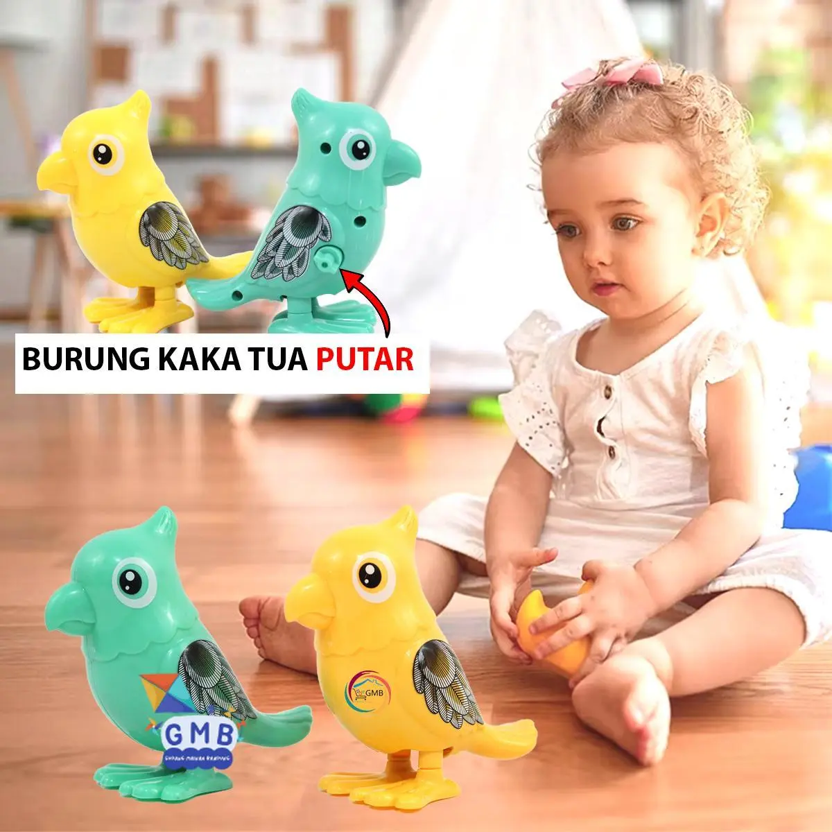 MAINAN BURUNG PUTAR LONCAT-LONCAT MAINAN BURUNG KAKA TUA BERJALAN TANPA BATERAI