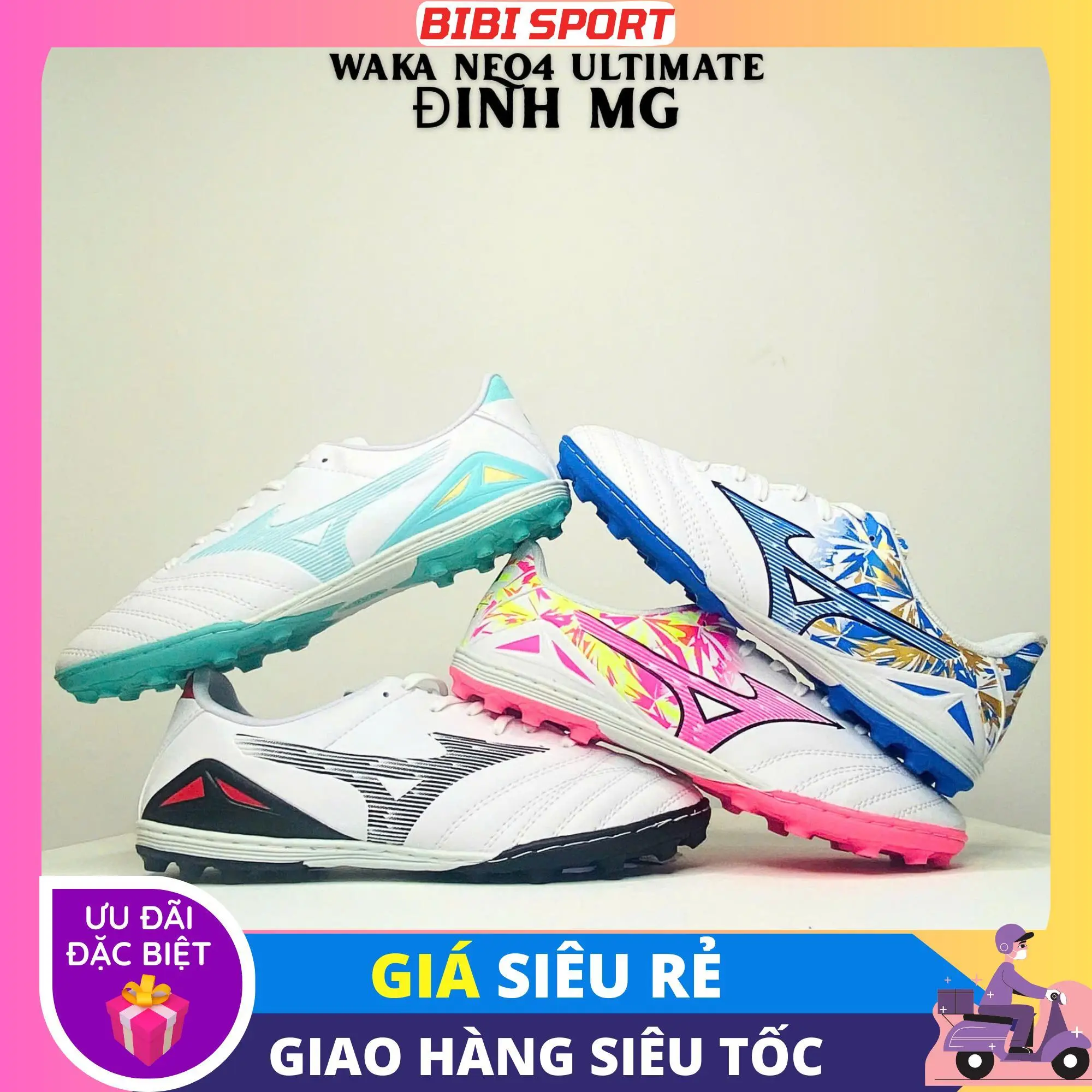 [DEAL HỜI] Giày Đá Bóng NEO 4 PRO WAKA Đế MG & TF Đệm EVA  Khâu Full Đế, BH 3 Tháng