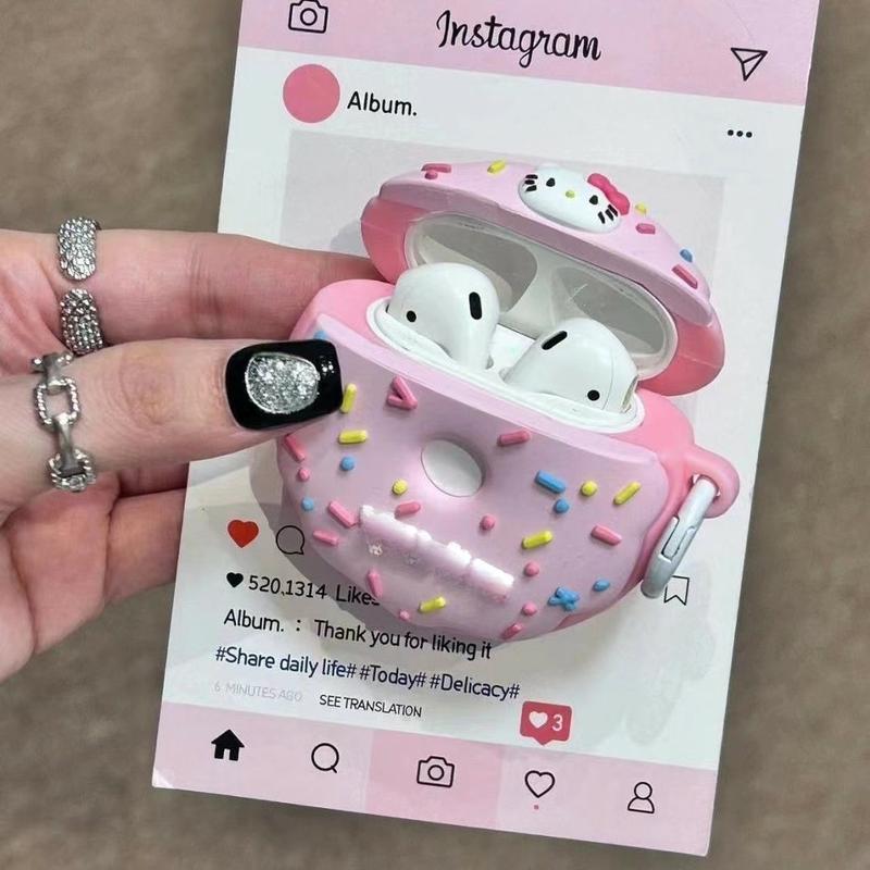 Vỏ Tai Nghe Silicon, Thiết Kế Hoạt Hình Dễ Thương, Tương Thích Với AirPods 1, 2, 3, 4, AirPods Pro 2, Được Trang Trí Bằng Mèo KT Và Vẻ Đẹp Đen, Tai Nghe Không Dây Bluetooth, Mềm Mại Và Chống Rơi, Vỏ Bảo Vệ Tai Nghe, Phụ Kiện Tai Nghe 1
