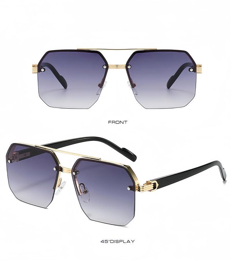 Product Introduction of Sunglasses 2024 new model for boys, with a big face and slim appearance while driving. Advanced UV resistant half frame sunglasses with a square frame 15