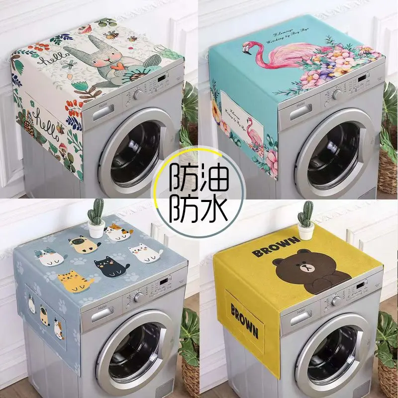 Sanchengby Home Fabric Fabric Waterproof Oil-Proof Automatic Roller Washing Machine Cover Cloth Sun Protection Double Open Refrigerator Dust Cover Microwave Oven Cover Towel