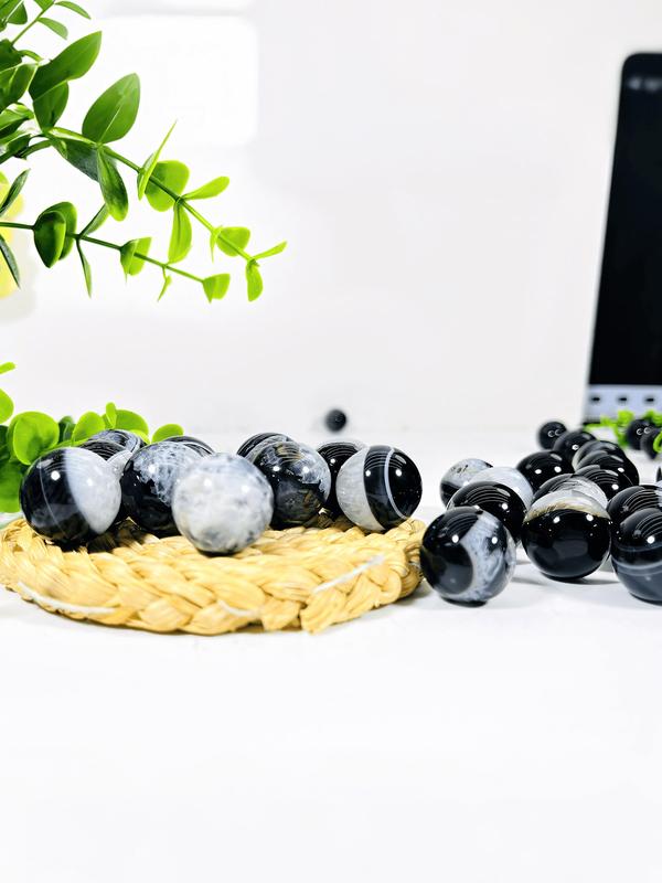 Natural Black Onyx Agate Mini Sphere, High-quality Onyx Agate Geode, Casual Rock Crystal for DIY, Home Decor, Jewelry Making 5