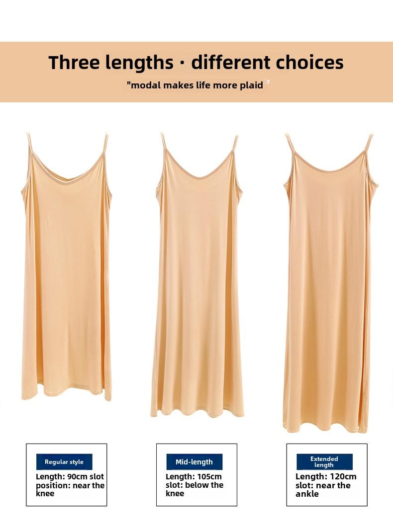 Product Introduction of Modal Slip Dress Inner Layer Long Loose Anti-Transparency Lining Skirt White Base Vest Plus Size Dress 2