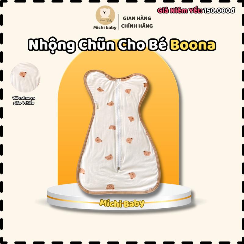 Michibaby - Nhộng chũn Boona Cao Cấp Chính Hãng - quấn chũn túi ngủ cho bé ngủ ngon, an toàn MC062