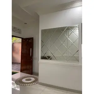 Satu Set Kaca Cermin (PERSEGI + SEGITIGA) Moulding Langsung Tempel / Paket Kaca Cermin Rectangular ASLI KACA 100%