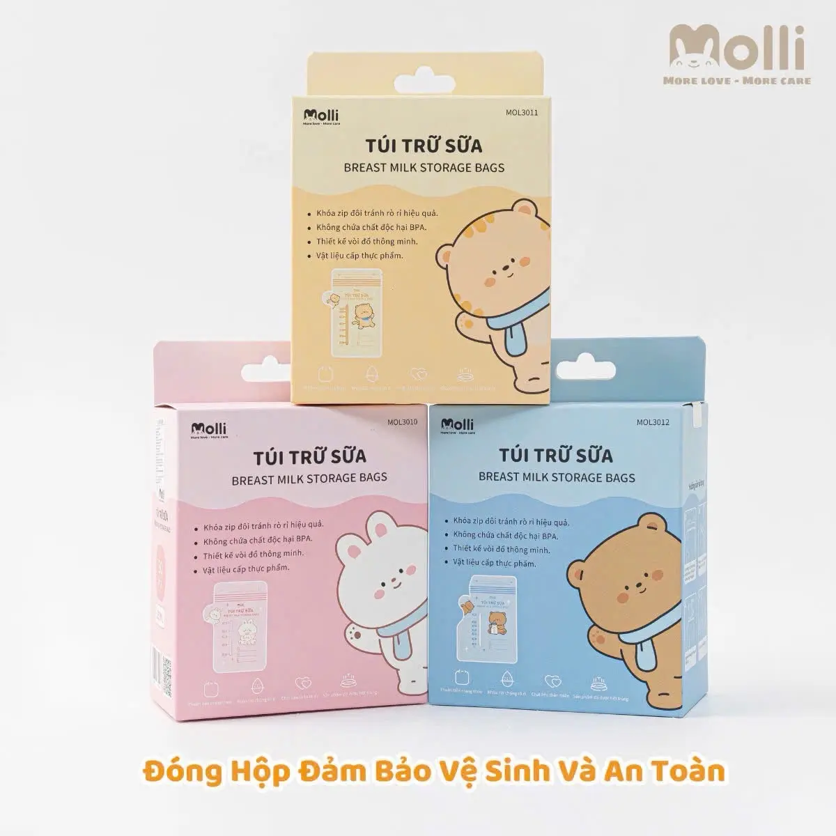 Túi trữ sữa mẹ Molli size 150ml 200ml 250ml (Hộp 30 túi) Đựng Sữa Voi