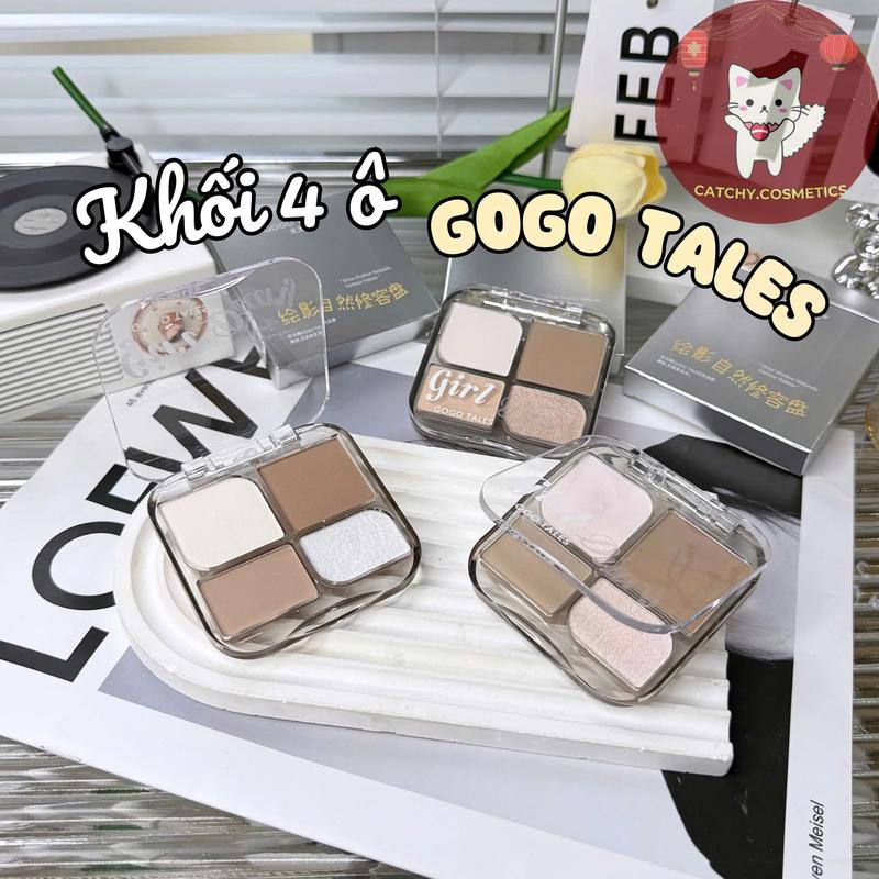   GOGO TALES  Bảng Phấn Tạo Khối GOGO TALES Kèm Bắt Sáng 4 Ô Vỏ Bạc Girl Diary 9.8g  GT654  