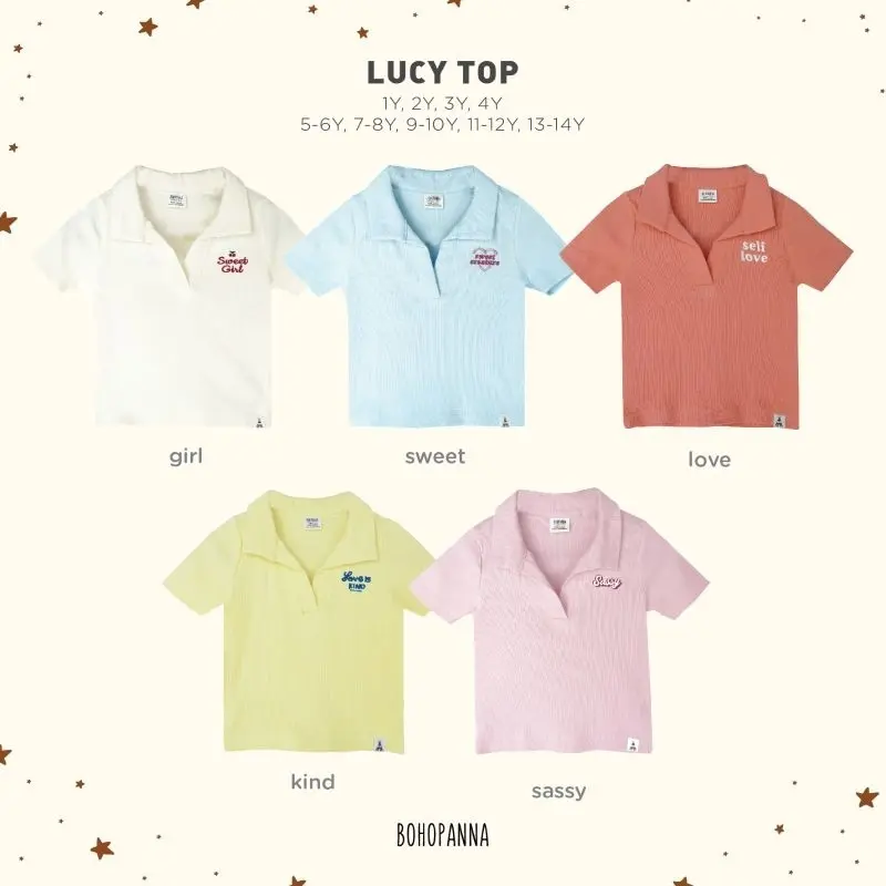 Lucy Top Bohopanna B70 atasan / Atasan Anak Perempuan Katun Polos 0